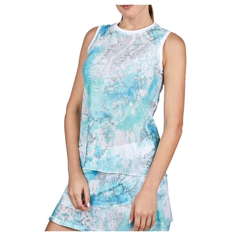 SOFIBELLA Women's Two Piece Tennis/Activewear Tank & Skort Set Blue Size Large